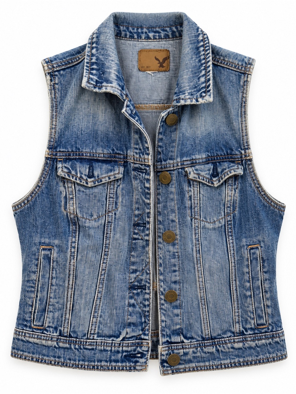 American Eagle Outfitters Light Blue Denim Vest, Size Large